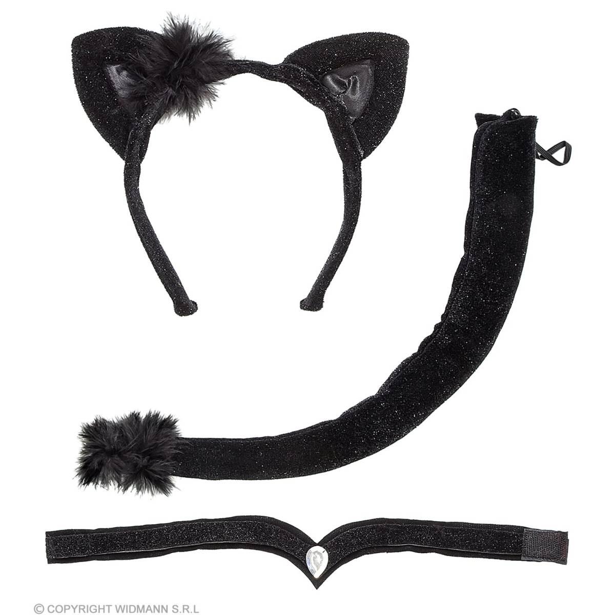 Gatto Nero con Cerchietto Papillon e Coda |Widmann