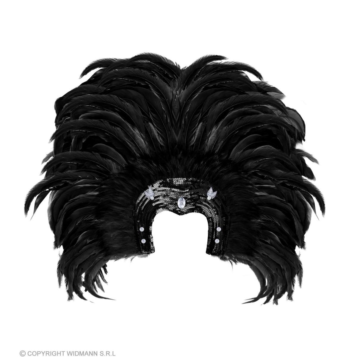 Copricapo Paillettes Nere con Piume |Widmann