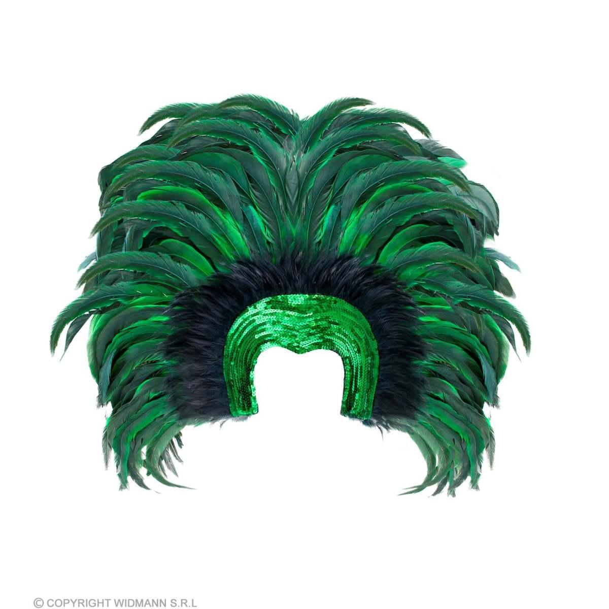 Copricapo Paillettes Verdi con Piume |Widmann
