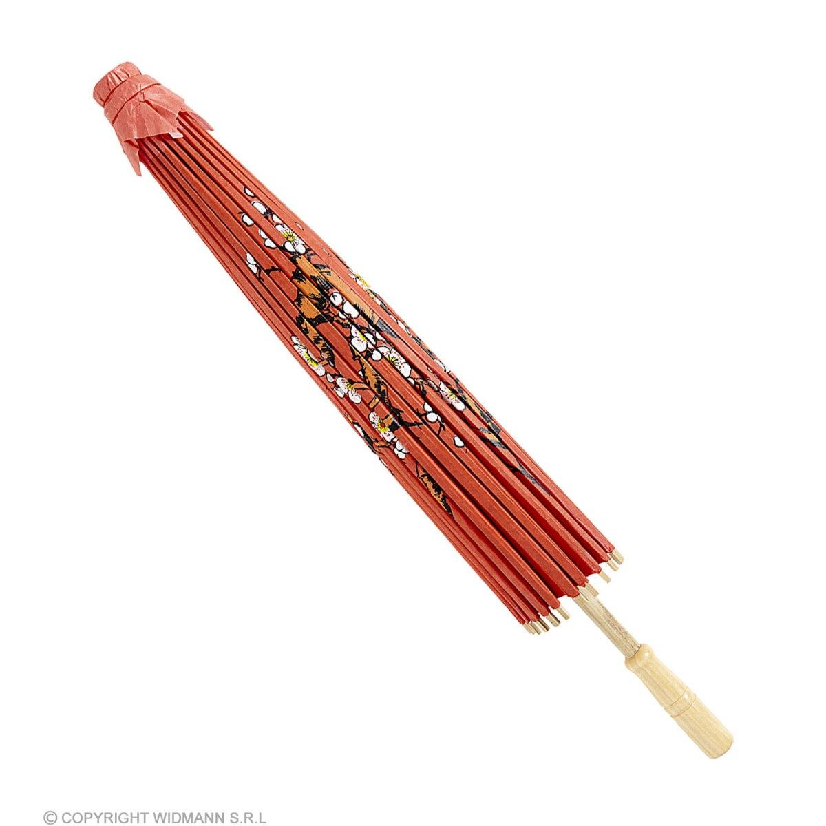 Ombrellino Legno Carta Rosso con Decori cm.Ø84 |Widmann