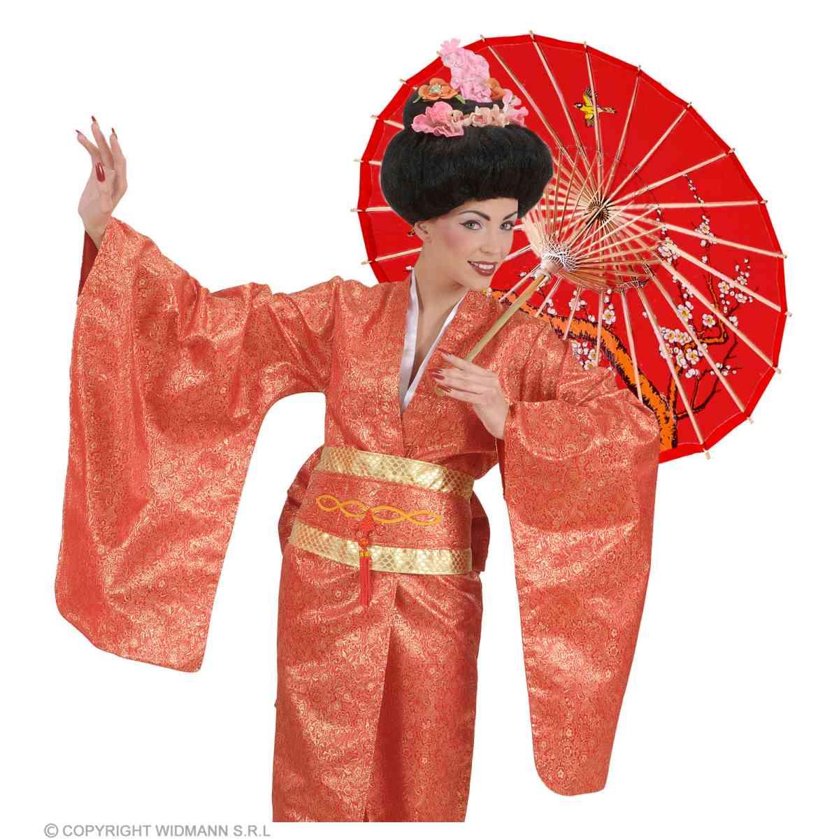 Ombrellino Legno Carta Rosso con Decori cm.Ø84 |Widmann