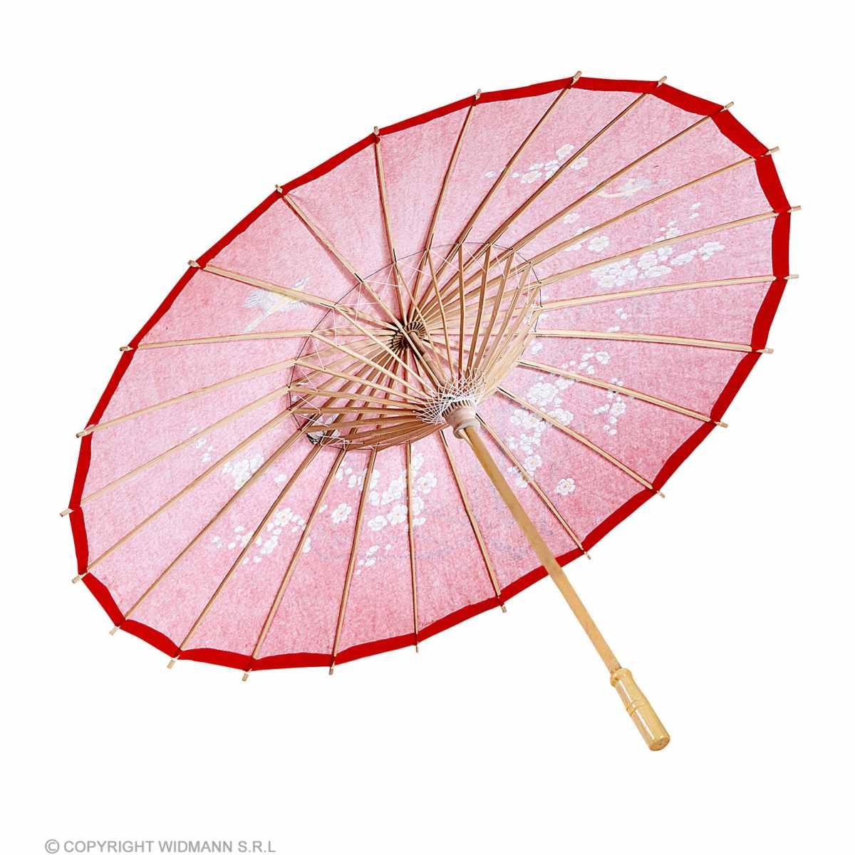 Ombrellino Legno Carta Rosso con Decori cm.Ø84 |Widmann