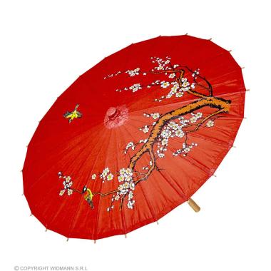 Ombrellino Legno Carta Rosso con Decori cm.Ø84 |Widmann