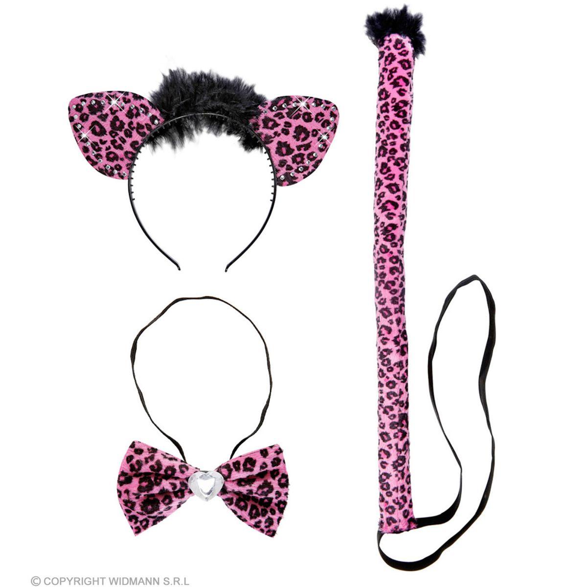 Leopardo Rosa con Cerchietto Fiocco e Coda |Widmann