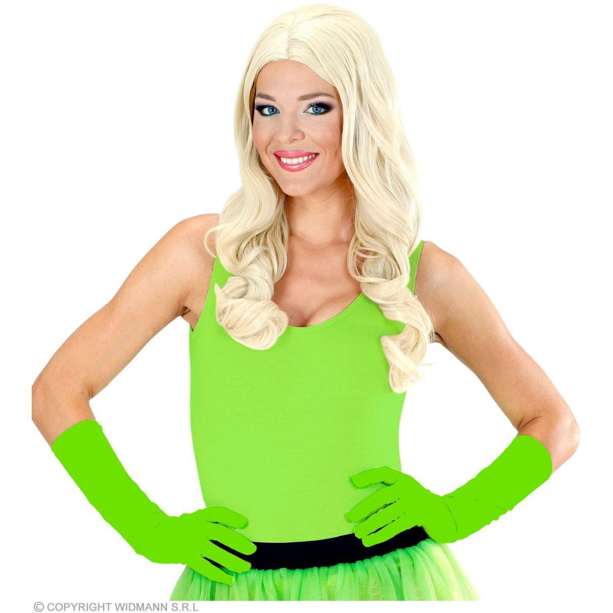 Guanti Lunghi Verde Fluo pz.2 |Widmann