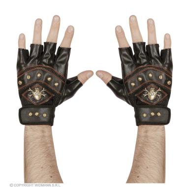 Guanti Corti Neri con Teschi Senza Dita |Widmann