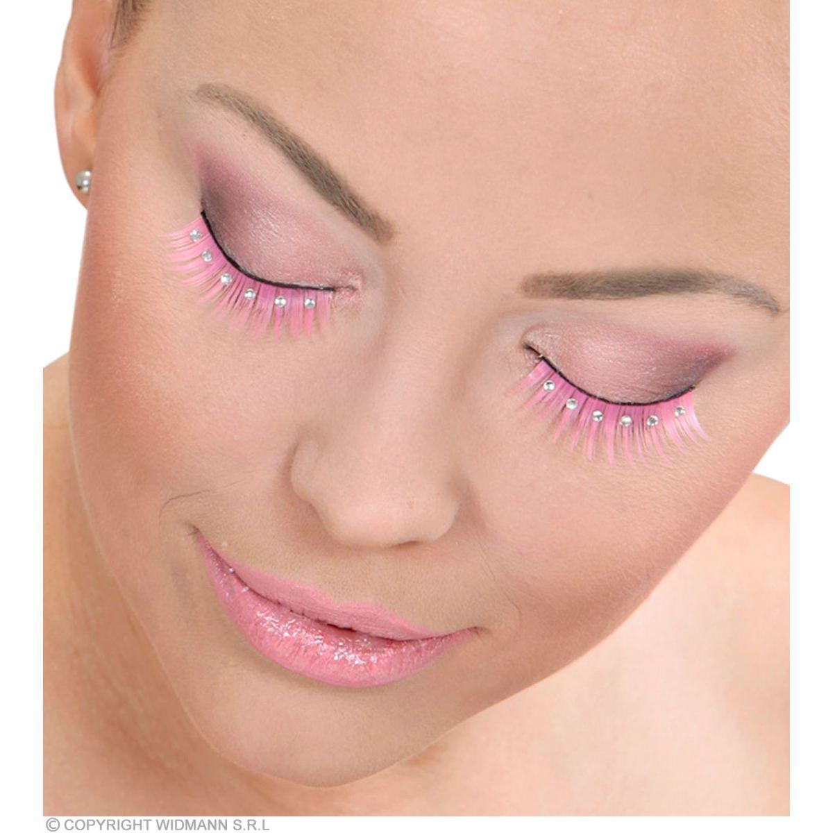 Trucco Ciglia Rosa con Strass |Widmann