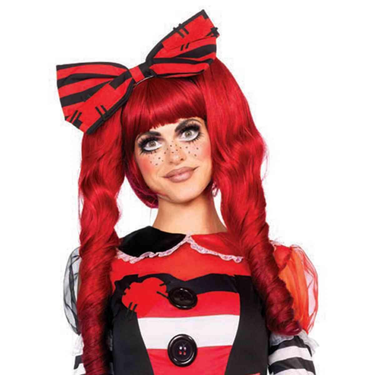 Parrucca Bambola Rossa Liscia con Frangia e Cocchette |Leg Avenue