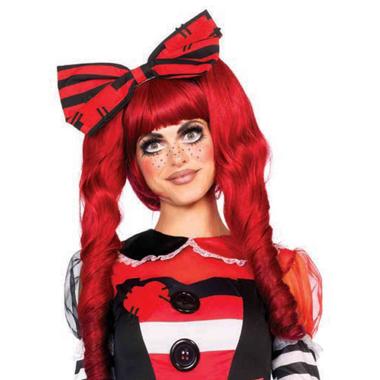 Parrucca Bambola Rossa Liscia con Frangia e Cocchette |Leg Avenue