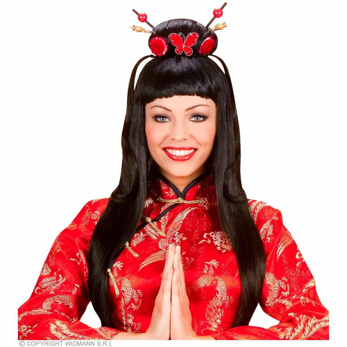 Parrucca Cinese Nera Liscia con Frangia |Widmann