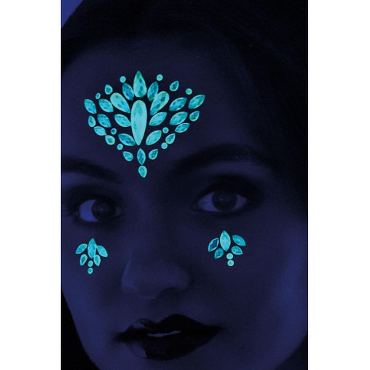 Trucco Decorazioni Adesive Viso Crystal Fluorescenti |Carnival Toys