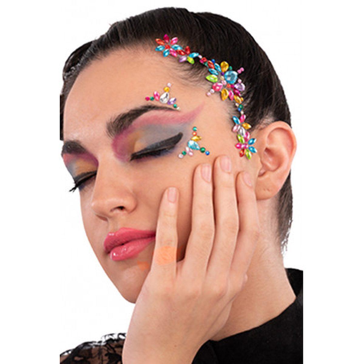 Trucco Decorazioni Adesive Viso Crystal Colorate |Carnival Toys