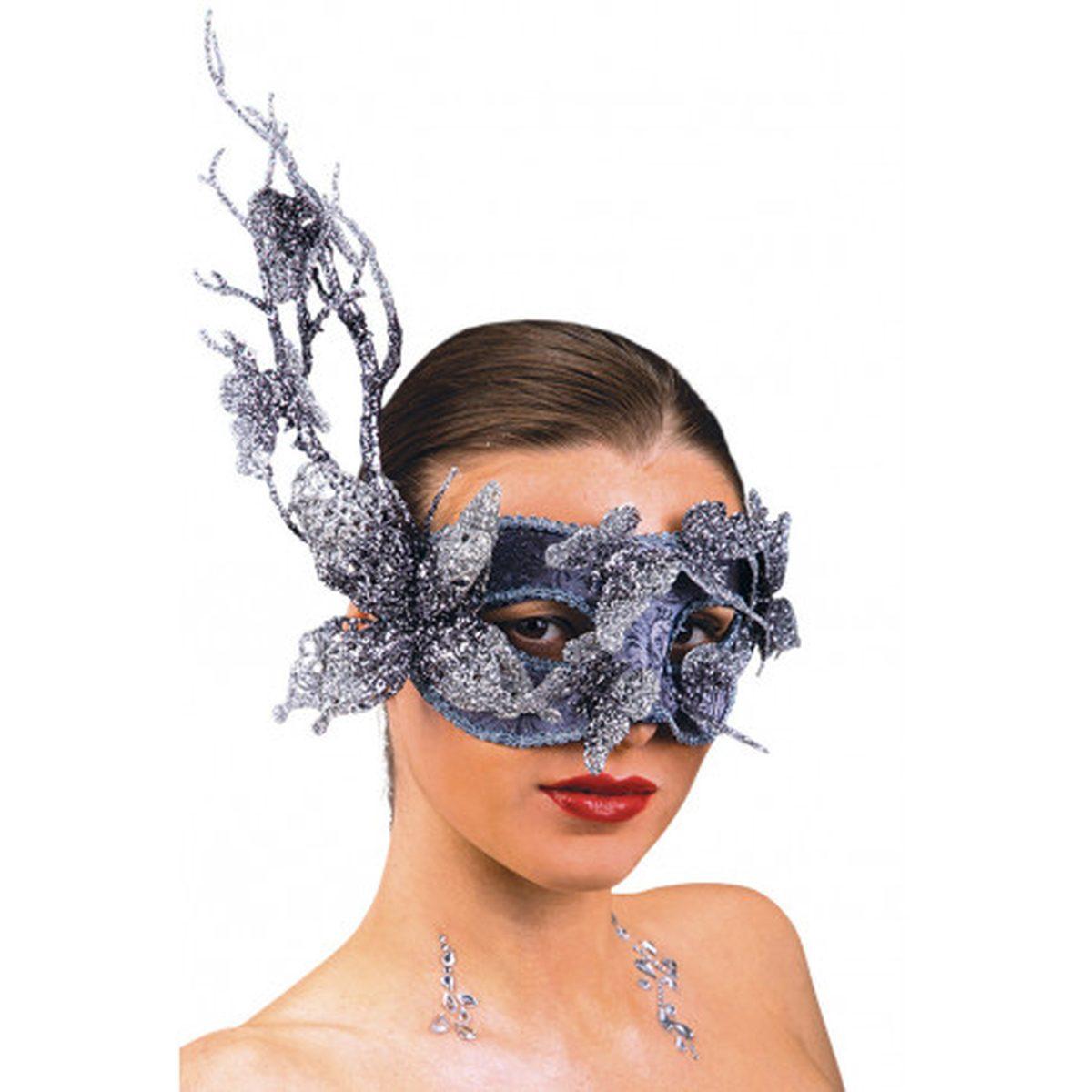 Maschera Viso Grigia con Farfalle Glitter |Carnival Toys