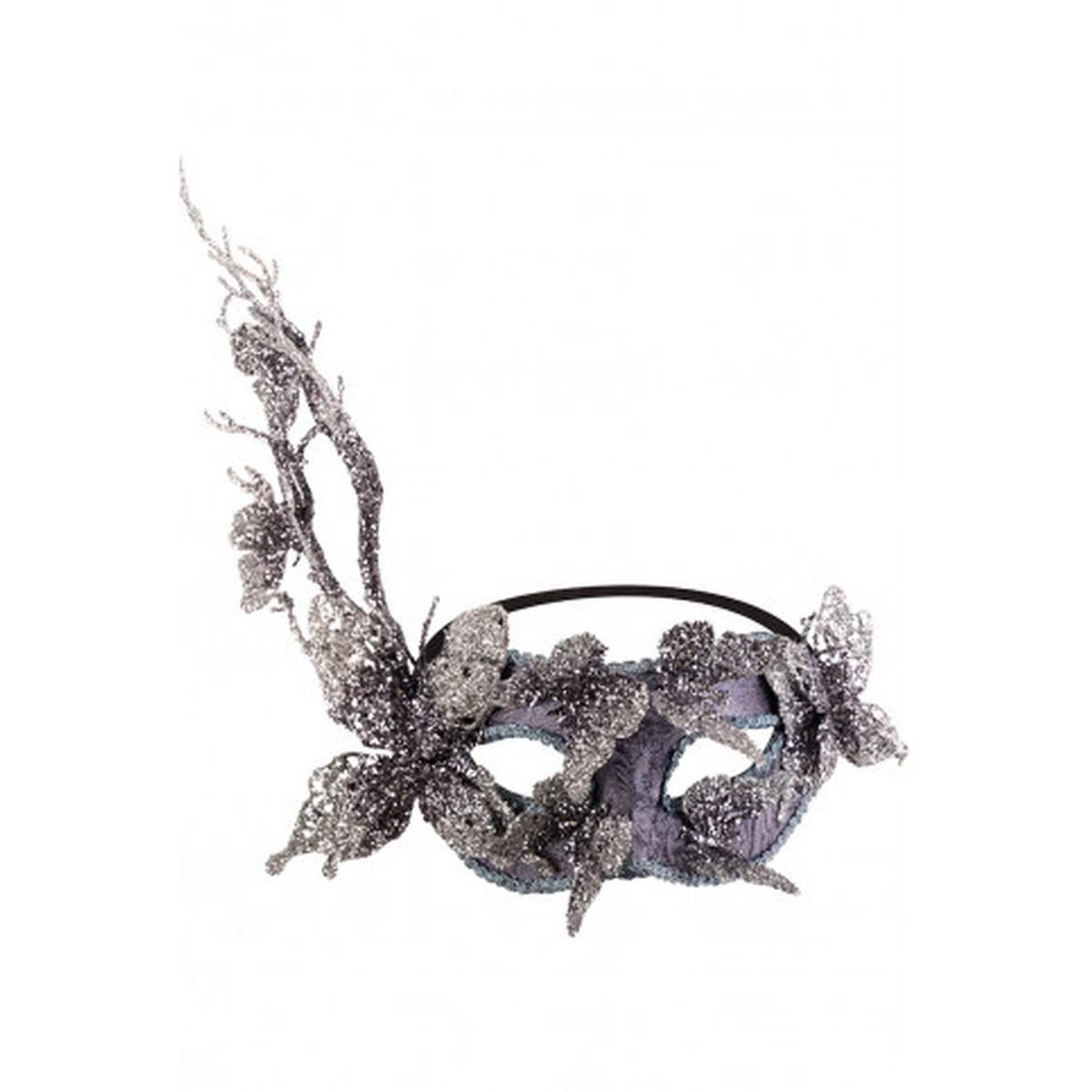 Maschera Viso Grigia con Farfalle Glitter |Carnival Toys