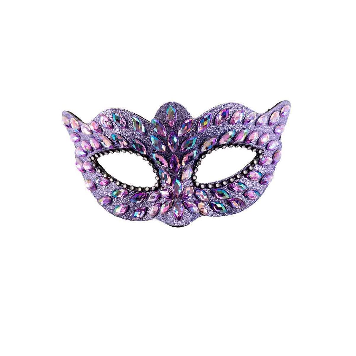 Maschera Viso PVC Lilla con Gemme e Strass |Carnival Toys
