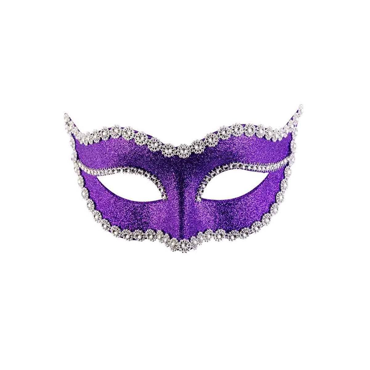 Maschera Viso PVC Viola con Glitter e Strass |Carnival Toys