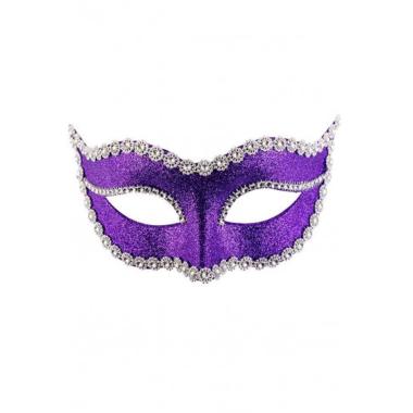 Maschera Viso PVC Viola con Glitter e Strass |Carnival Toys