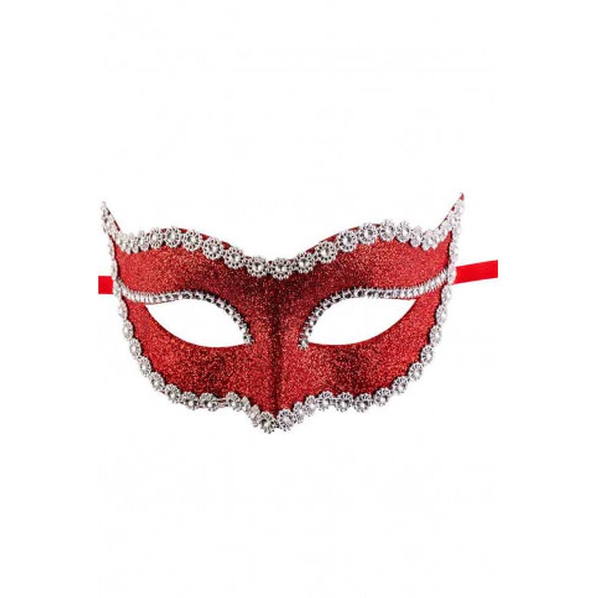 Maschera Viso PVC Rossa con Glitter e Strass |Carnival Toys