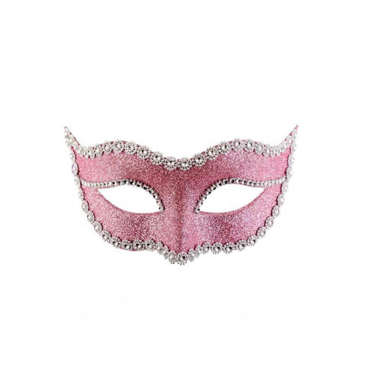 Maschera Viso PVC Rosa con Glitter e Strass |Carnival Toys