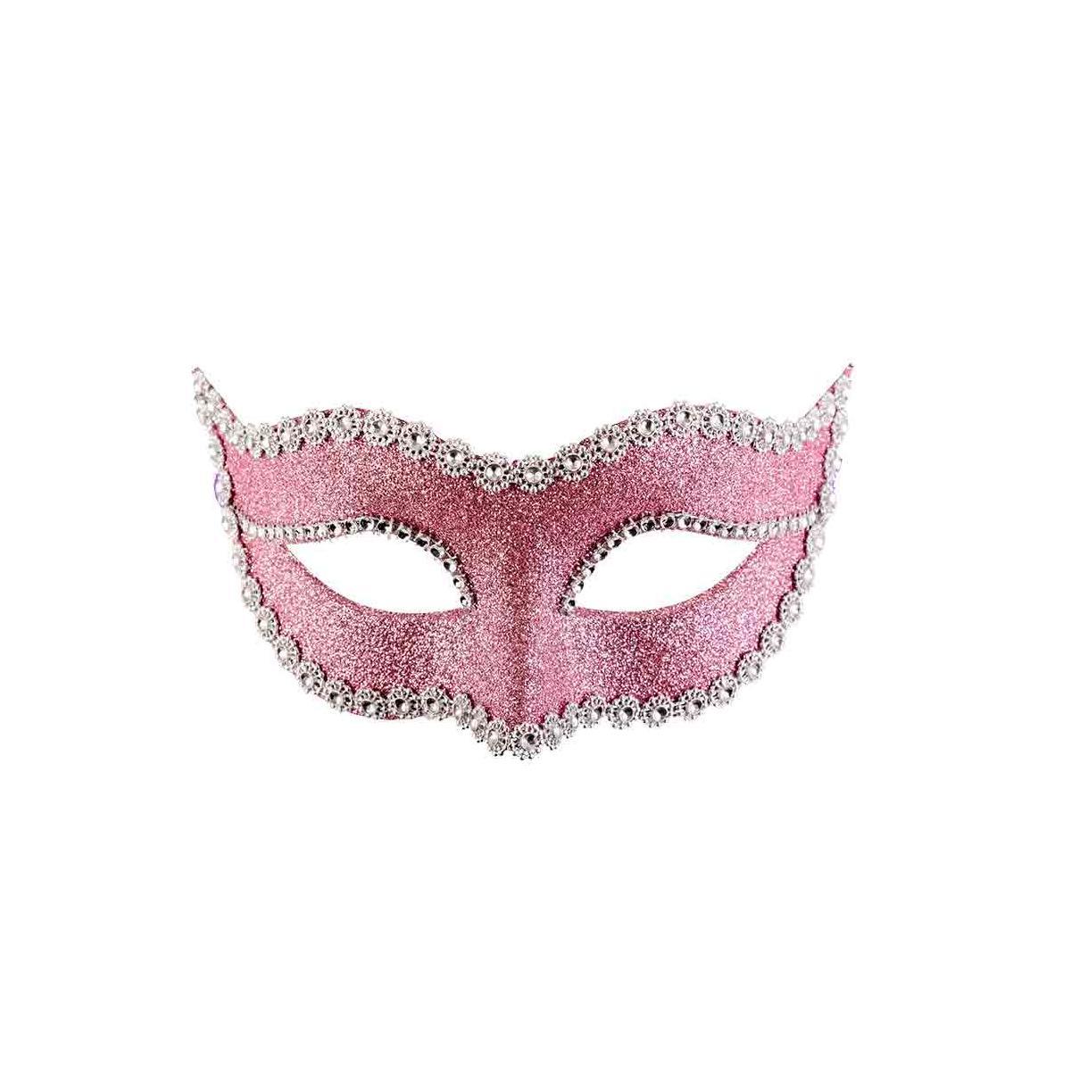 Maschera Viso PVC Rosa con Glitter e Strass |Carnival Toys