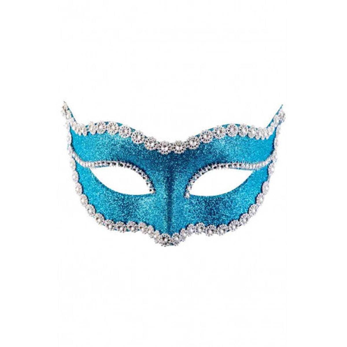 Maschera Viso PVC Azzurra con Glitter e Strass |Carnival Toys