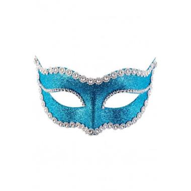 Maschera Viso PVC Azzurra con Glitter e Strass |Carnival Toys