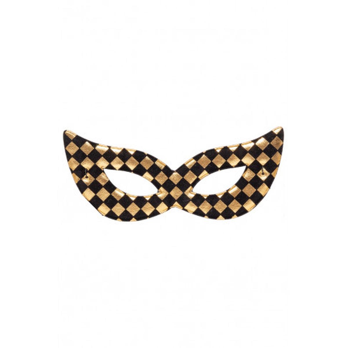 Maschera Viso Tessuto Scacchi Oro e Nera |Carnival Toys