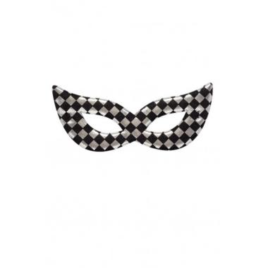 Maschera Viso Tessuto Scacchi Argento e Nero |Carnival Toys
