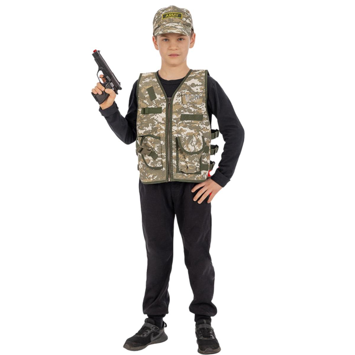 Costume Giubbotto Soldato Militare con Cappello e Pistola |Carnival Toys