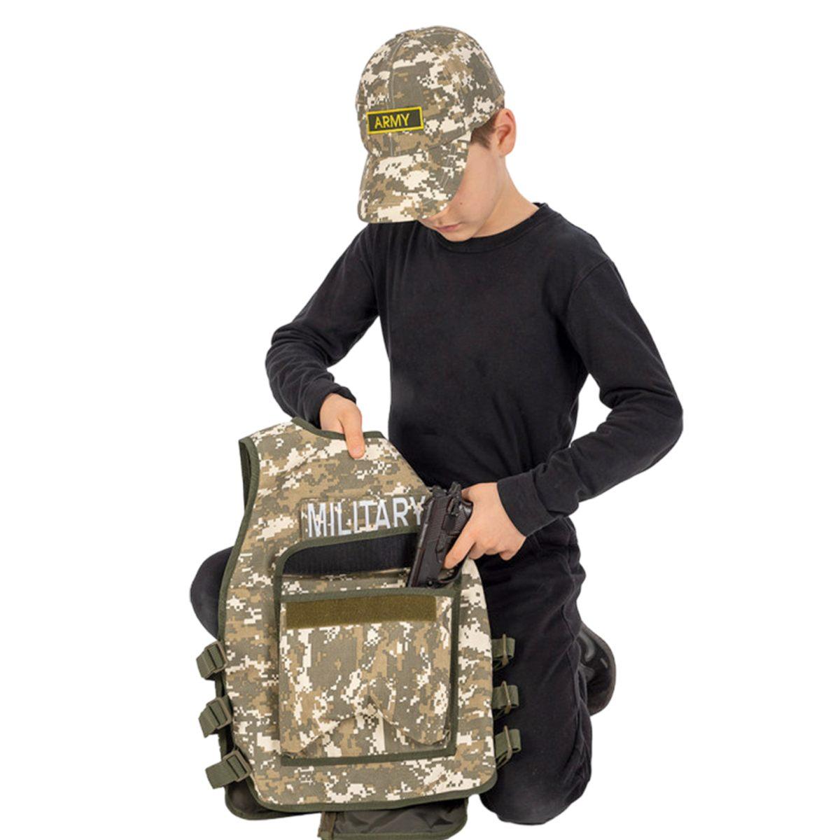 Costume Giubbotto Soldato Militare con Cappello e Pistola |Carnival Toys