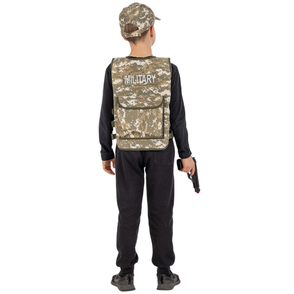 Costume Giubbotto Soldato Militare con Cappello e Pistola |Carnival Toys