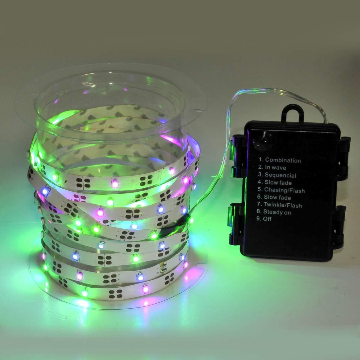 Luci Natale Esterno Batteria LED 20 Nastro mt.1 Blu |M2 Store