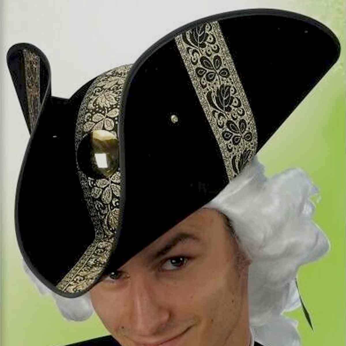 Cappello Tricorno Nero con Passamaneria |Carnival Toys