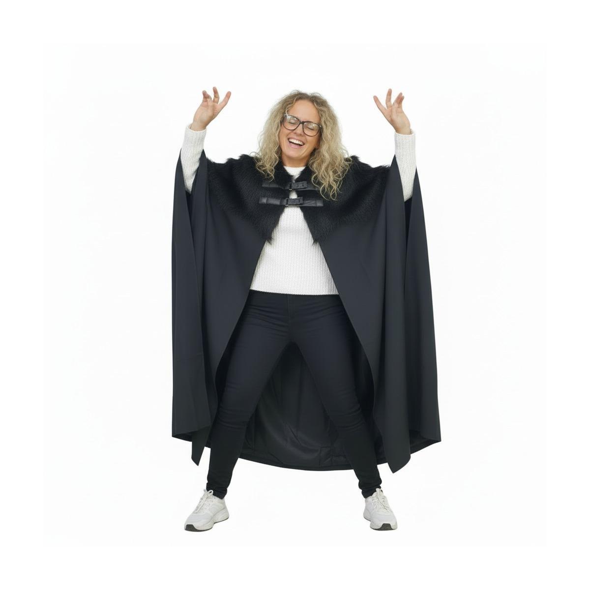 Mantello Nero con Pelliccia |Orlob