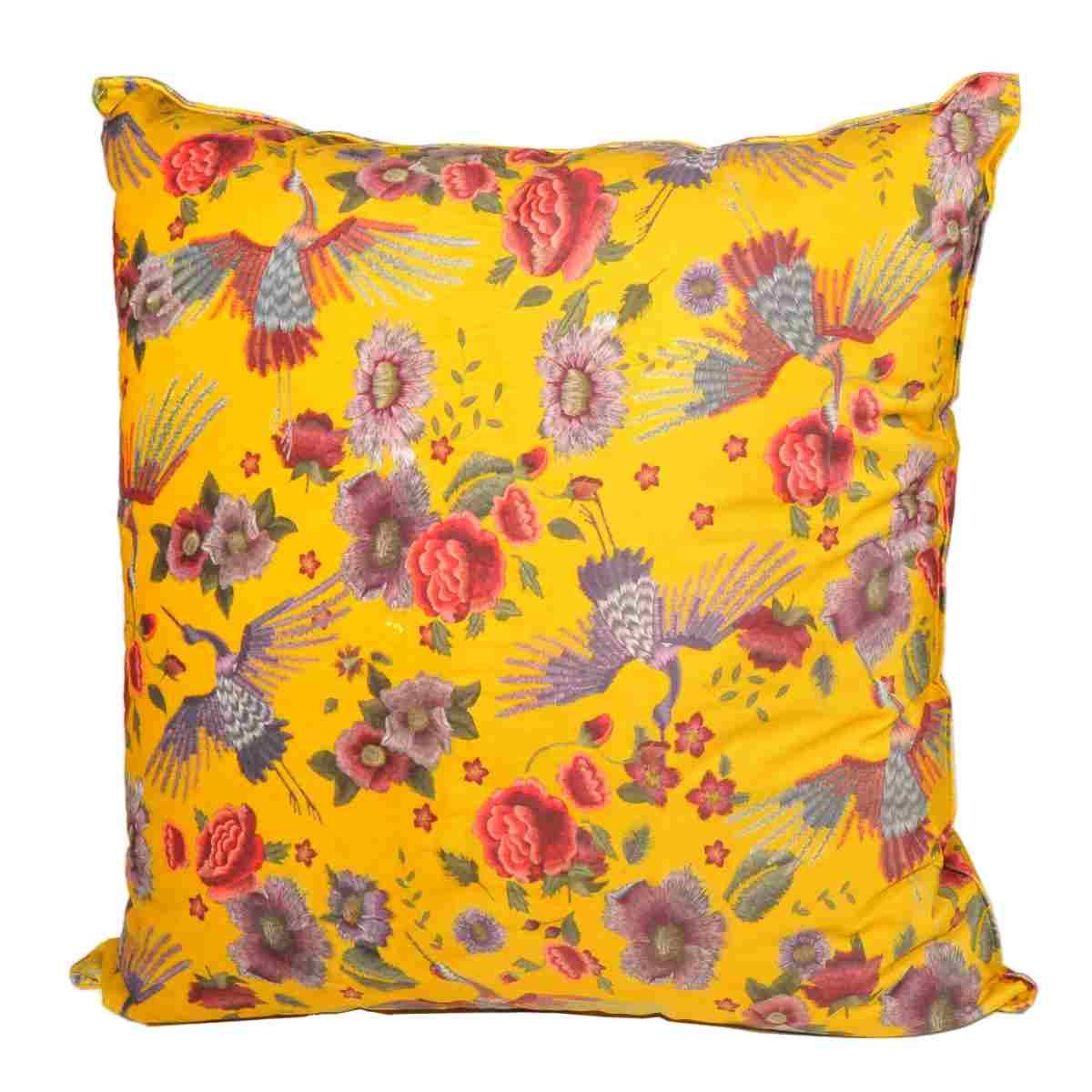 Cuscino Arredo Velour Bird Ocra cm.50x50x19 | Alore Casa