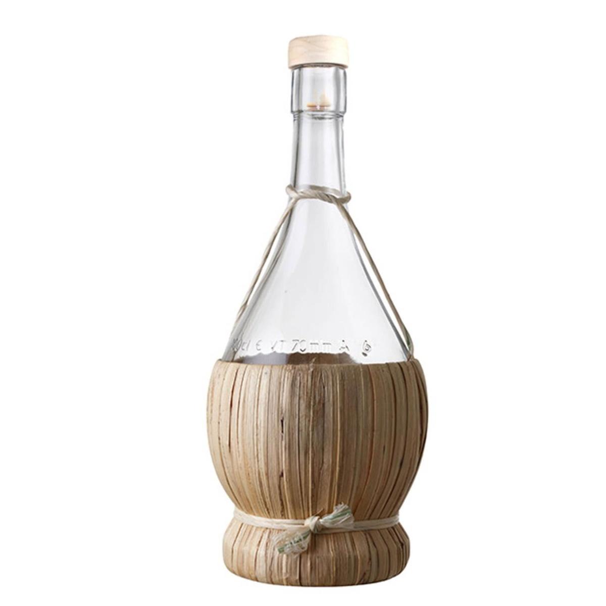 Bottiglia Vetro Fiasco Impagliato Lt.1 | M2 Store