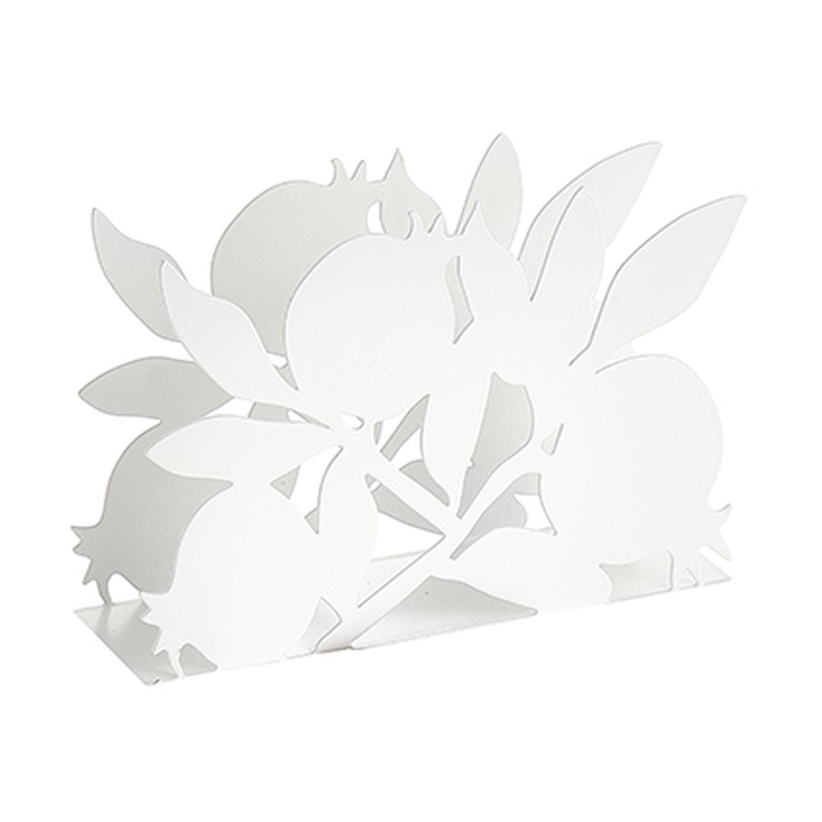 Porta Tovaglioli Metallo Melograni Bianco cm.15x4,5xh10 | Montemaggi