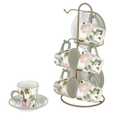 Tazzine Caff Set pz.6 Porcellana Rose Stone con Supporto | Montemaggi