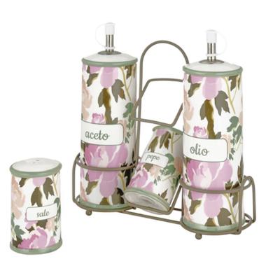 Menage Ceramica Rose con Supporto Set pz.4 | Montemaggi