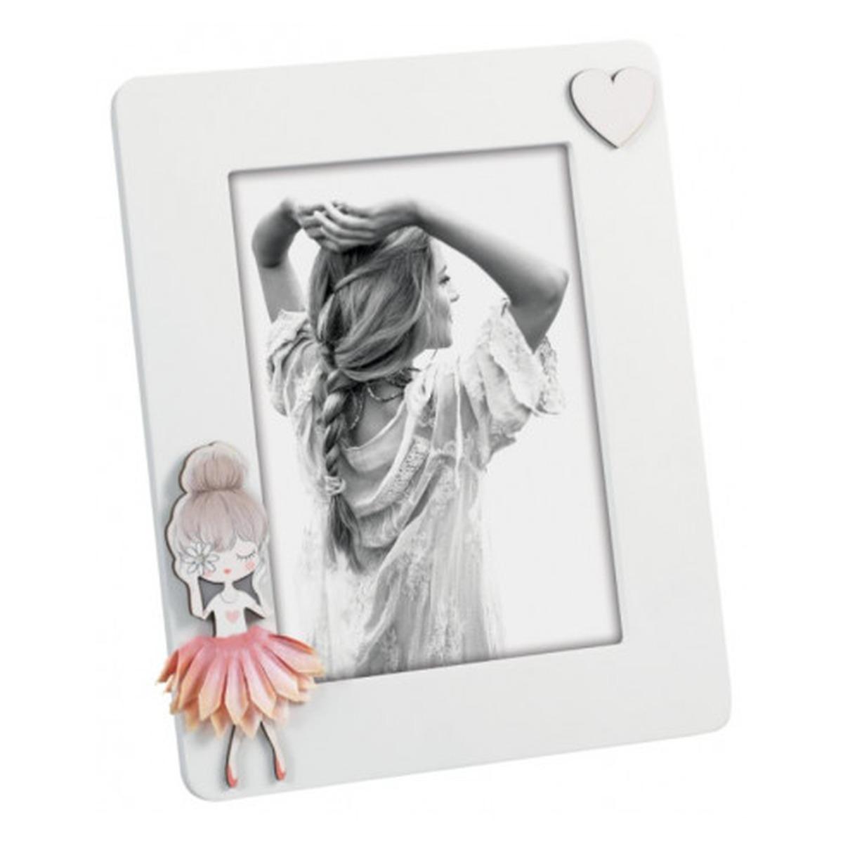 Cornice Legno cm.13x18 con Bambolina con Abito Rosa | Mascagni