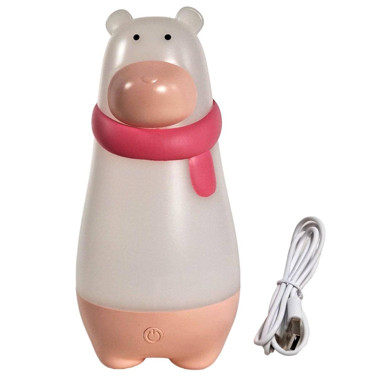 Lampada Tavolo Led ABS Orsetto Yoghi Rosa con Cavo USB cm.20 | Mascagni