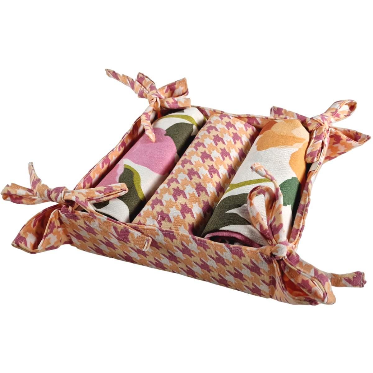 Strofinaccio con Cestino con Rose cm.45x70 Set pz.3 | Montemaggi