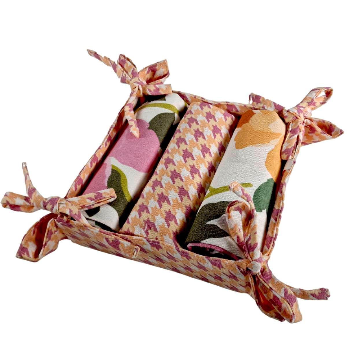 Strofinaccio con Cestino con Rose cm.45x70 Set pz.3 | Montemaggi