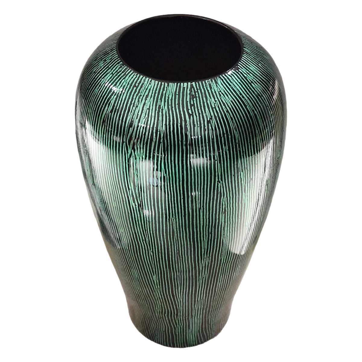 Vaso Ceramica Sumatra Verde Rigato cm.18x40 | Ambienti Glamour