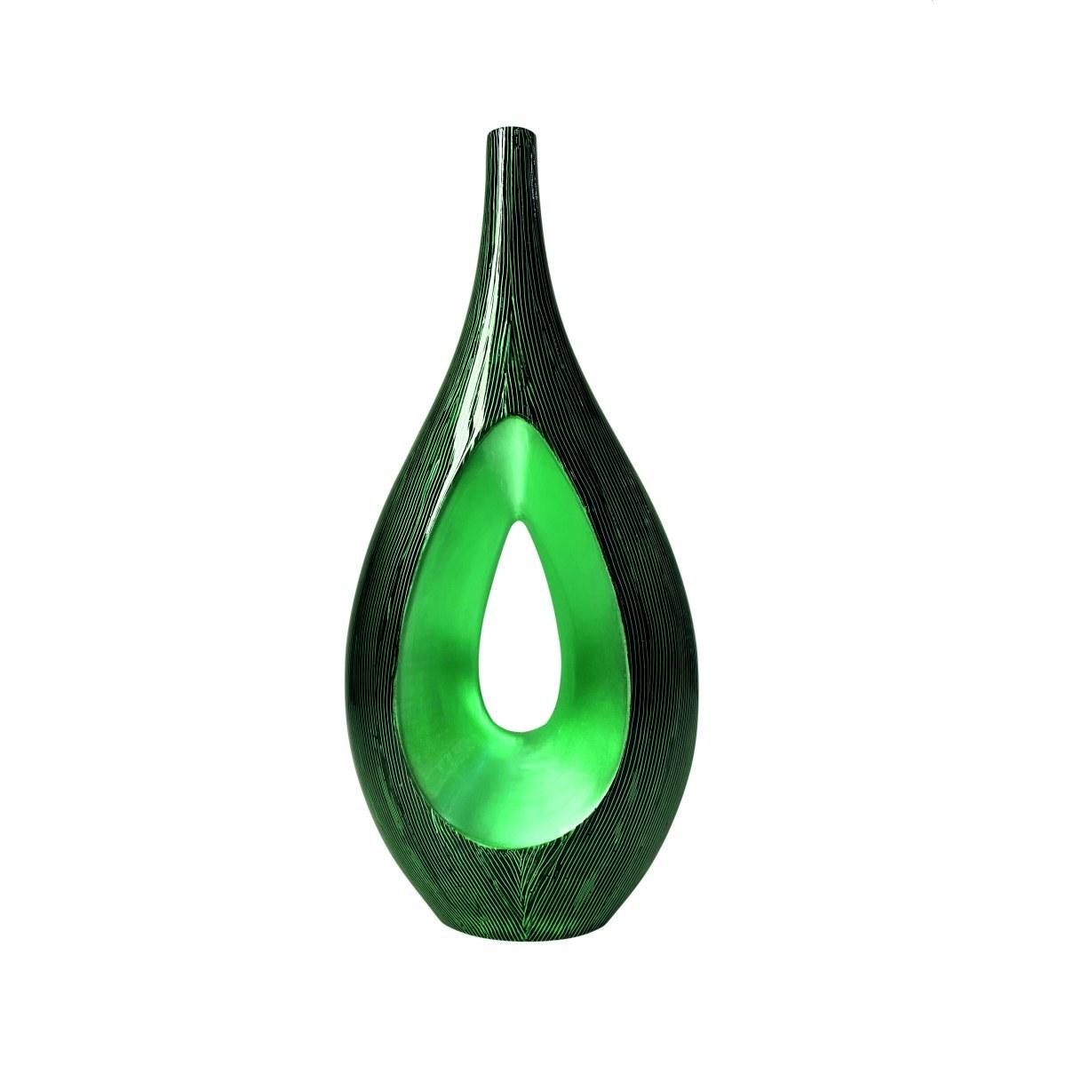 Vaso Ceramica Goccia Verde Forato cm.28x64 |Ambienti Glamour