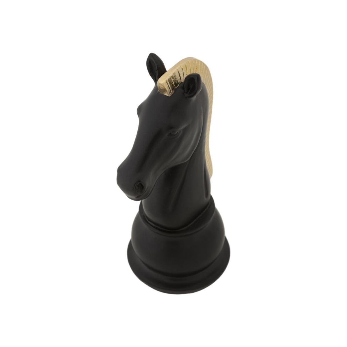 Scacchi Cavallo Nero Oro Cm 10,5x8,5x19 061 |Mauro Ferretti