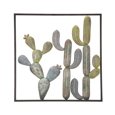 Quadro Pannello In Ferro Cactus-Frame Mod.C cm.50x1,3x50 |Mauro Ferretti