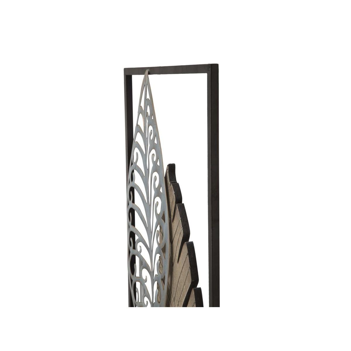 Quadro Pannello In Ferro E Legno Foglie Mod.B cm.30,5x2,5x99,5 |Mauro Ferretti