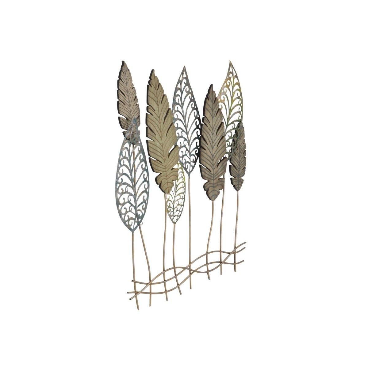 Quadro Pannello In Ferro E Legno Foglie Mod.C cm.75x2,5x87 |Mauro Ferretti