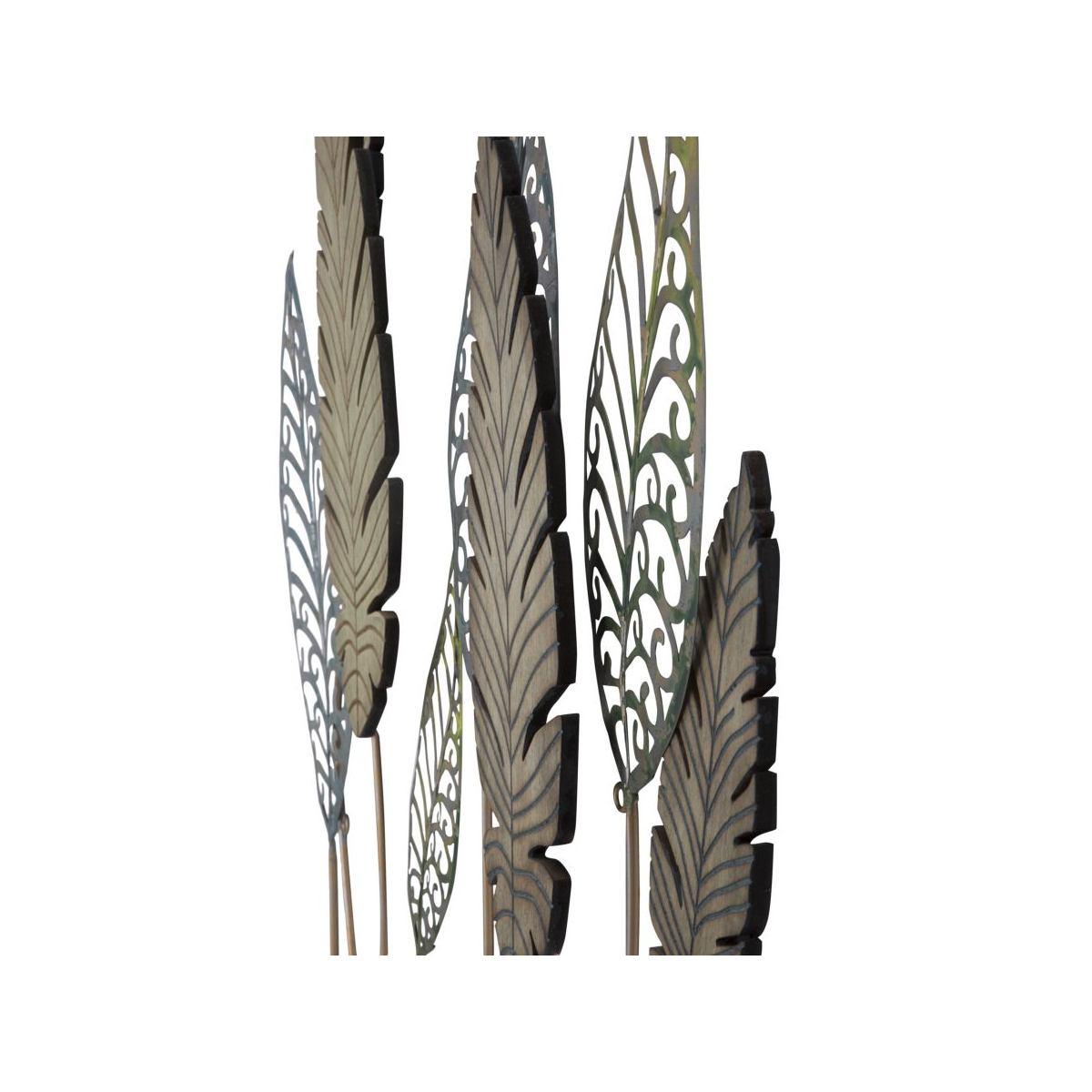 Quadro Pannello In Ferro E Legno Foglie Mod.C cm.75x2,5x87 |Mauro Ferretti